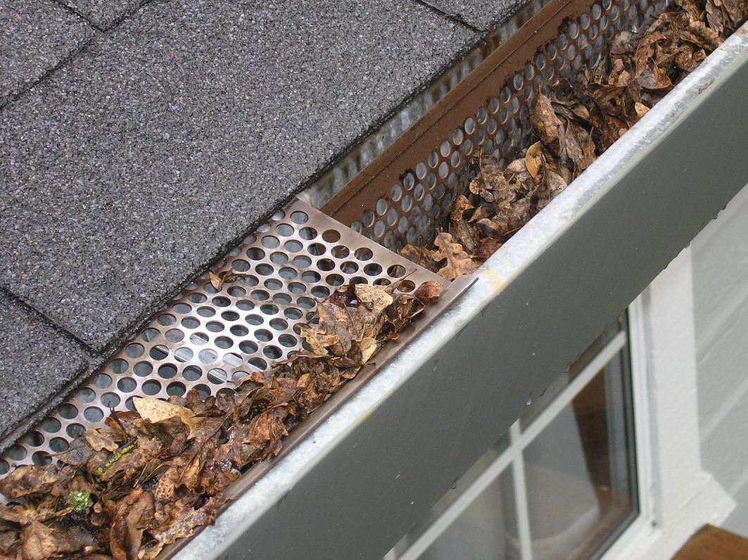 gutter screen with leaves and debris. Do gutter guards increase home value?
