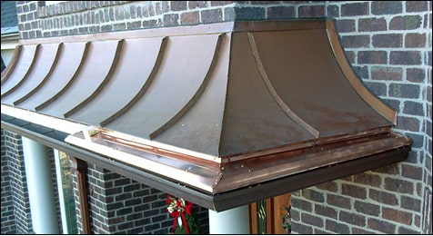 Copper gutters on a roof