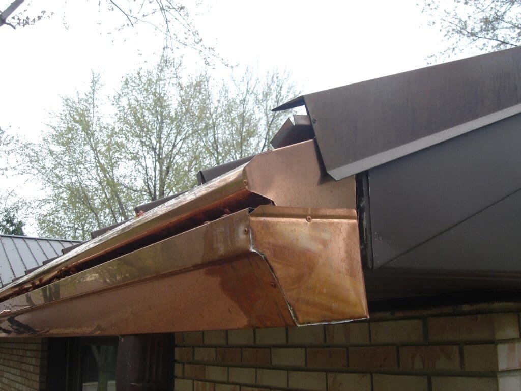 Newly installed copper gutters.